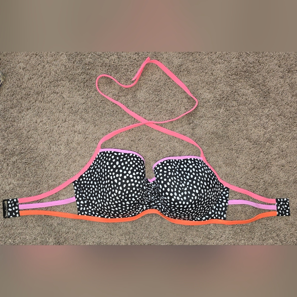 Victoria's Secret Black and White Polka Dot Bikini Top
